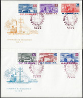 Roumanie 1963 Y&T PA 167 à 172 Sur 2 FDC. Réalisations Communistes. Cristallerie, Soude, Scierie, Centrale Thermique - Elektriciteit