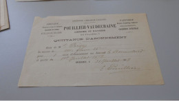CHATEAUDUN  POUILLER  VAUDECRAINE QUITTANCE D ABONNEMENT - 1800 – 1899
