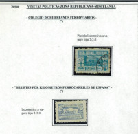 P3100 -SPAIN ,  REPUBLICAN ZONE, 2 BENEFIC STAMPS, TRAINS SUBJECT. - Trains