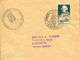 Pli Pour Le Luxembourg - Exposition Philatélique Nationale - Saint Etienne Du 27 Au 30 Mai 1950 - Tijdelijke Stempels