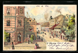 Lithographie St. Pölten, Poststation, Café Und Hotel Pittner  - Other & Unclassified