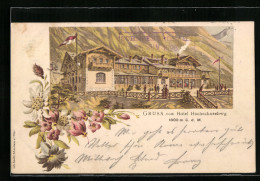 Lithographie Puchberg, Gruss Vom Hotel Hochschneeberg, Blumenranke  - Other & Unclassified