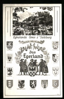 AK Salzburg, Stadtansicht Mit Wappen Aus Dem Egerland  - Sonstige & Ohne Zuordnung