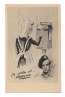Une Jeune Femme Infirmière Poste Une Lettre à Son Ami Militaire - Soldat Hollandais - Boite Aux Lettres - Animée - Poste & Postini