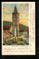 Lithographie Judenburg, Stadtthurm Im Letzten Tageslicht  - Sonstige & Ohne Zuordnung