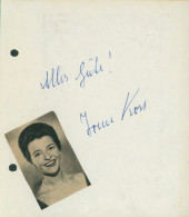 Autogrammkarte Schauspielerin Irene Koss, Portrait, Autogramm, Helmut Griem - Acteurs
