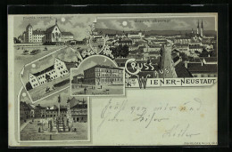 Mondschein-Lithographie Wiener-Neustadt, Militär-Akademie, Realschule Und Kaserne  - Andere & Zonder Classificatie