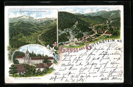 Lithographie Gutenstein, Schneeberg & Das Klosterthal, Mariahilferberg, Ortsansicht Aus Der Vogelschau  - Other & Unclassified