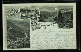 Mondschein-Lithographie Gutenstein, Klosterthal Mit Schneeberg, Lange Brücke  - Other & Unclassified