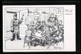 Künstler-AK Ferdinand Barlog: Uniformierte Soldaten Spielen Karten Und Trinken  - Sonstige & Ohne Zuordnung