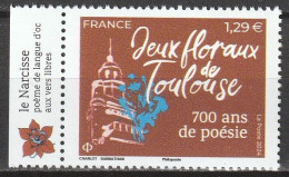 2024 - Y/T 5xxx - "JEUX FLORAUX DE TOULOUSE – 700 ANS DE POÉSIE" - BDF ISSU FEUILLET 1,29 € - NEUF ** MNH - Unused Stamps
