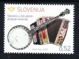 1206 Slowenien Slovenia 2018 Mi.No. 1343 ** MNH Music Instrument Diatonic Accordion Banjo  Diatonische Harmonika Banjo - Music