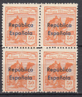 Sahara Sueltos 1932 Edifil 43B ** Mnh Bloque De 4 Sellos - Spanische Sahara