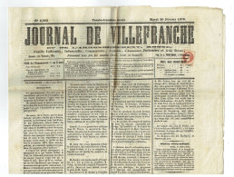 69 RHONE Journal De Villefranche Du 20/02/1872 2 C Empire N° 26 Obl Typo Journal Complet SUP - Periódicos