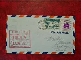 LETTRE   TEHERAN POUR 1955 FIRST FLIGHT IRAN  USA PREMIER VOL IRAN ETATS UNIS NEW YORK - Iran