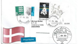 Lettre 2024 (festivals Fools), à Andorra, Avec Timbres à Date Arrivée Andorra - Storia Postale