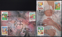 UNO NEW YORK - WIEN - GENF 1987 Trio-Maximumkarten MK/MC Kampagne Für Kinderschutzimpfungen - Emissions Communes New York/Genève/Vienne