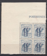 Sahara Variedades 1932 Edifil 42Ahcc ** Mnh Bloque De 4 Sellos - Sahara Español