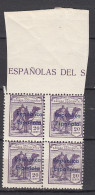 Sahara Variedades 1932 Edifil 39Bhcc ** Mnh Bonito Bloque De 4 Sellos - Sahara Espagnol