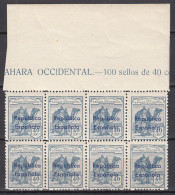 Sahara Variedades 1932 Edifil 42Bhcc ** Mnh Bonito Bloque De 8 Sellos - Sahara Espagnol