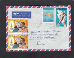 LETTRE DE KOUSSERI AVEC TIMBRES " DROITS DE L'HOMME/OISEAU ROSSIGNOL/PATINAGE ARTISTIQUE ",POUR LA SUISSE,1990. - Kamerun (1960-...)