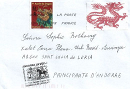 FRANCE. YEAR OF THE DRAGON 2024, Letter To Andorra, With Andorra Arrival Postmark - Chinese New Year