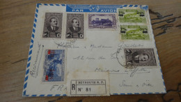 Enveloppe Recommandée LIBAN,  1939, VIA AIR FRANCE  ............. BOITE1  ....... 551 - Lettres & Documents