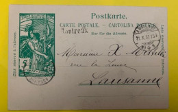 20402 - Entier Postal  UPU 5ct Ambulant No 8 21.10.1900  Cachet Linéaire Montreux - Entiers Postaux