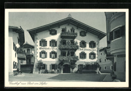 AK Lofer, Gasthaus Zur Post, Leute Auf Dem Bank Vor Dem Haus  - Sonstige & Ohne Zuordnung