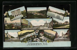 AK Amstetten /N.-Ö., Ybbsbrücke, Elektrizitätswerk, Wienerstrasse Und Erzherzogliches Schloss  - Other & Unclassified