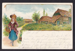 Woman With Basket / Year 1899 / Long Line Postcard Circulated, 2 Scans - Vrouwen