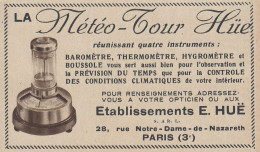 Etablissements E. HUE - M�t�o Tour - 1936 Vintage Advertising - Pubblicit� - Werbung