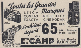 Etablissements Camp - Leica - Contax - Kodak - 1936 Vintage Advertising - Werbung
