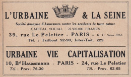 Assurance L'Urbaine & La Seine - 1936 Vintage Advertising - Pubblicit� - Werbung