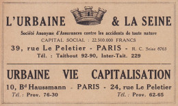 Assurance L'Urbaine & La Seine - 1936 Vintage Advertising - Pubblicit� - Werbung