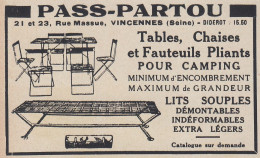 PASS-PARTOUT Tables Pour Camping - 1936 Vintage Advertising - Pubblicit� - Reclame
