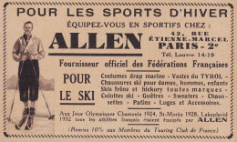 ALLEN Pour Les Sports D'hiver - 1936 Vintage Advertising - Pubblicit� - Reclame