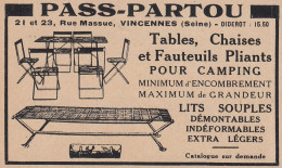 PASS-PARTOUT Tables Pour Camping - 1936 Vintage Advertising - Pubblicit� - Werbung