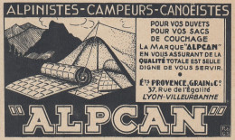 ALPCAN - Alpinistes - Campeurs - 1936 Vintage Advertising - Pubblicit�  - Werbung