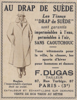 Les Tissus DRAP De SUEDE - F. Dugas Tailleur - 1936 Vintage Advertising - Werbung