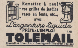 TOLEMAIL L'argenture Liquide - 1936 Vintage Advertising - Pubblicit� Epoca - Werbung