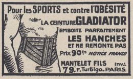 Ceinture GLADIATOR - 1936 Vintage Advertising - Pubblicit� Epoca - Werbung