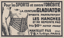 Ceinture GLADIATOR - 1936 Vintage Advertising - Pubblicit� Epoca - Werbung