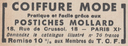 Coiffure Mode - Postiches Mollard - 1936 Vintage Advertising - Pubblicit� - Werbung