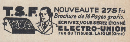 T.S.F. Electro-Union - 1936 Vintage Advertising - Pubblicit� Epoca - Werbung