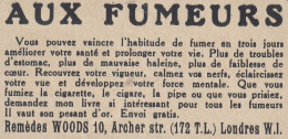 Aux Fumeurs Rem�des WOODS - 1936 Vintage Advertising - Pubblicit� Epoca - Werbung