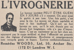 L'Ivrognerie - Rem�des WOODS - 1936 Vintage Advertising - Pubblicit� Epoca - Werbung