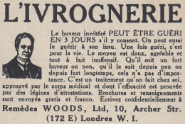 L'Ivrognerie - Rem�des WOODS - 1936 Vintage Advertising - Pubblicit� Epoca - Werbung