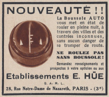 Boussole AUTO Etablissements E. HUE - 1936 Vintage Advertising  Pubblicit� - Werbung