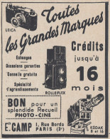 Appareils Photo Cine CAMP - 1936 Vintage Advertising - Pubblicit� Epoca - Werbung